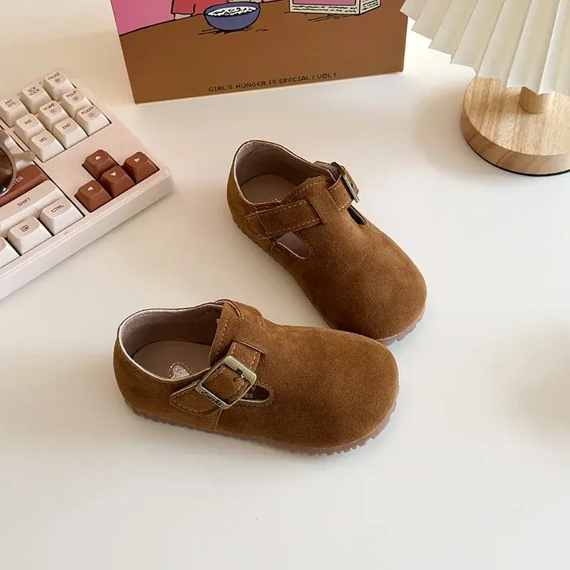 2025 Children Leather Shoes for Girls Spring New Fashion Korean Style Soft Bottom Anti-slippery Chic Versatile Breathable Flats