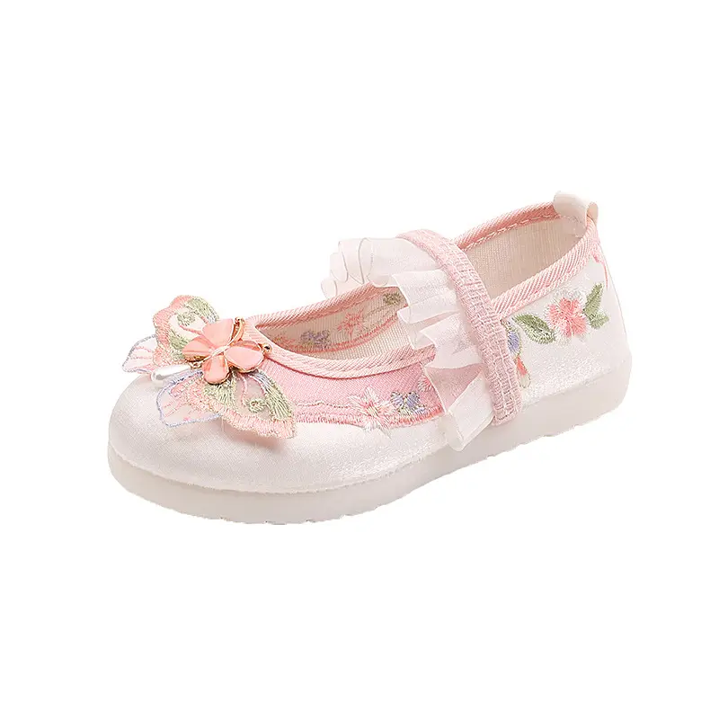 New Girls Princess Shoes Fashion Butterfly Embroidered Children's Hanfu Shoes Spring Autumn Versatile Kids Causal Costume Shoes