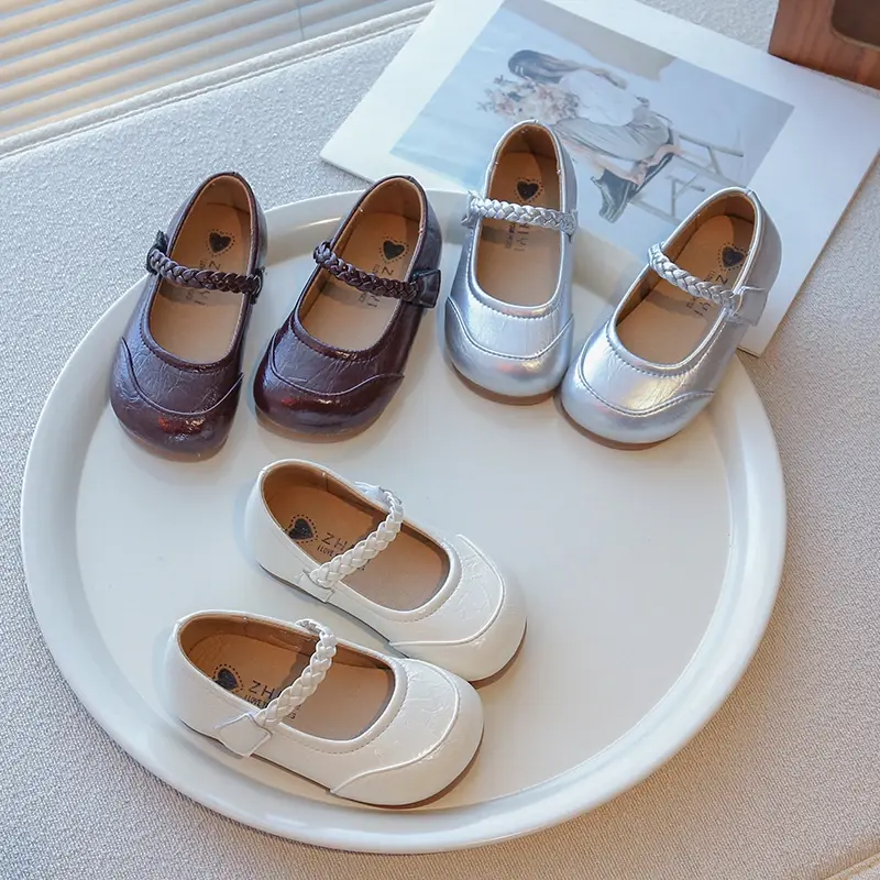 2025 Children Leather Shoes for Girls Spring New Fashion Korean Style Soft Anti-slippery Versatile Chic Simple Princess Shoes