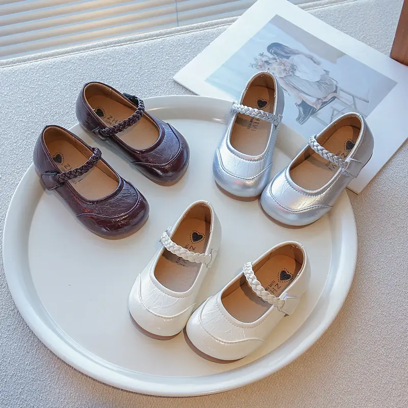 2025 Children Leather Shoes for Girls Spring New Fashion Korean Style Soft Anti-slippery Versatile Chic Simple Princess Shoes
