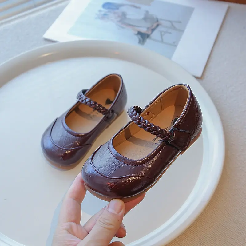 2025 Children Leather Shoes for Girls Spring New Fashion Korean Style Soft Anti-slippery Versatile Chic Simple Princess Shoes