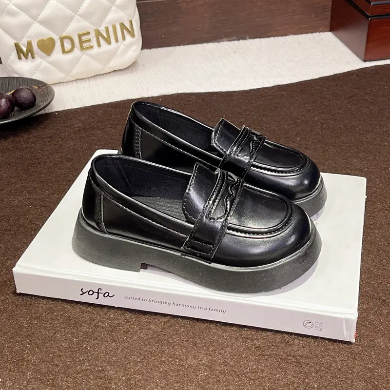 Girls Princess Leather Shoes School Black Uniform Versatile Children's Loafers Simple Fashion Spring Autumn Kids Mary Jane Shoes