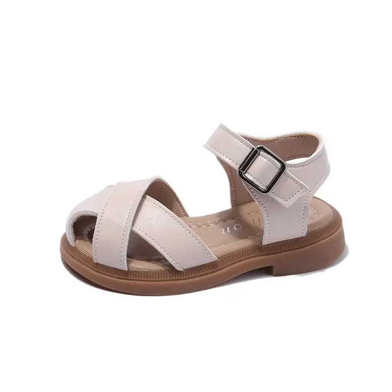 Kids Princess Shoes Soild Color Soft Sole 2025 Summer Brand New Girls Beach Shoes Hollowed-out Boys Sandals Non-slip Ins Trendy