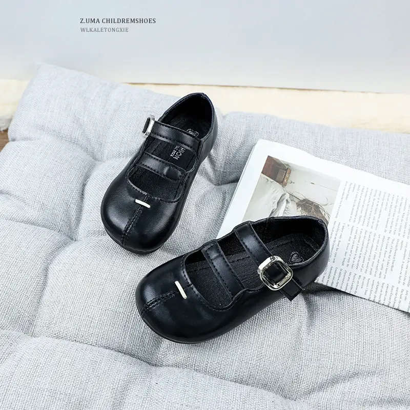 Girls Princess Leather Shoes Solid Color Children Silver Flat Shoes Fashion Hollow-out Simple Kids Causal Shoes Soft Versatile