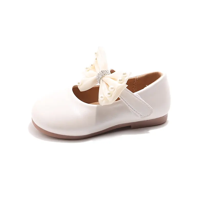 Girls Chic Dress Shoes for Wedding Party Classic Simple Elegant Kids Flats with Lace Bow-knot Princess Sweet Children Mary Janes