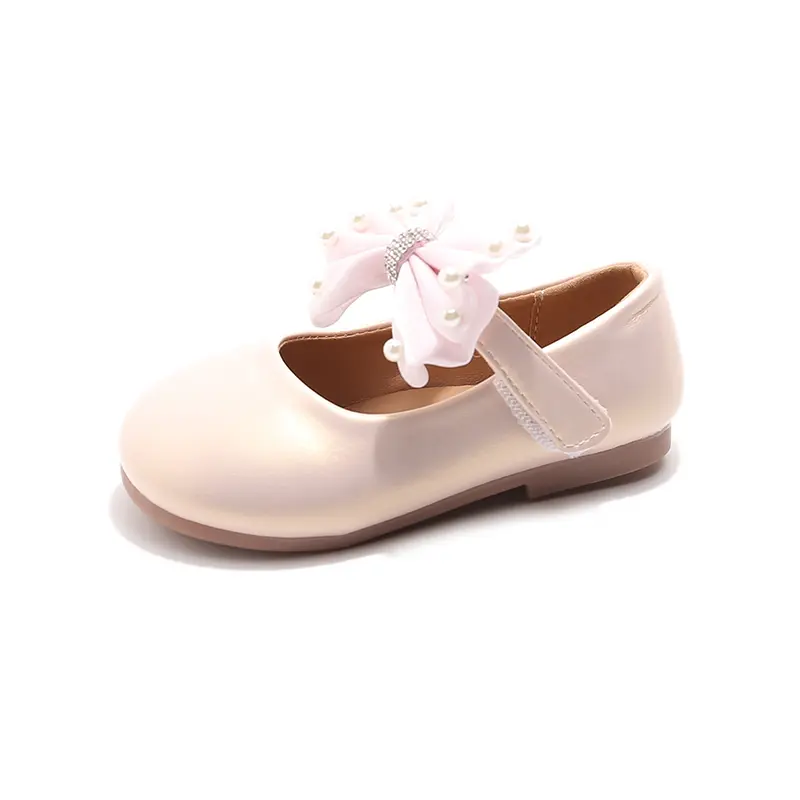 Girls Chic Dress Shoes for Wedding Party Classic Simple Elegant Kids Flats with Lace Bow-knot Princess Sweet Children Mary Janes