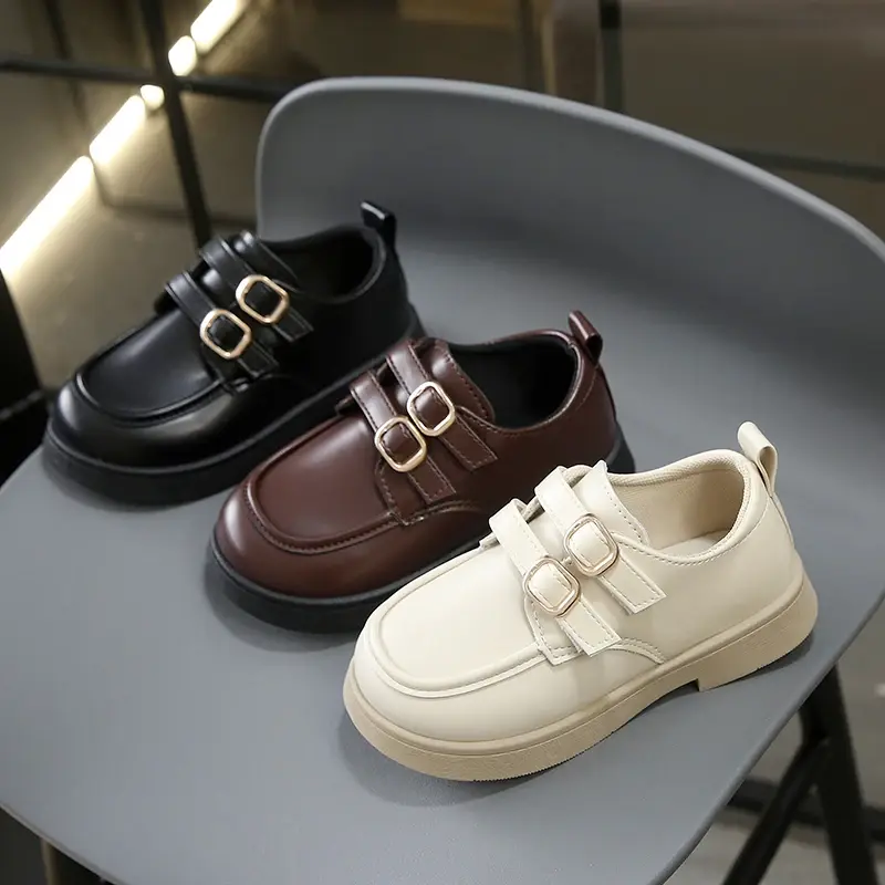 Kids Flats British Style Retro Students Uniform Shoes Black Soft Sole 2025 New Fashion Children Leather Shoes Non-slip Classic