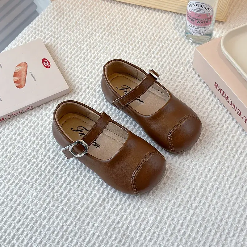 2025 Children Casual Shoes for Girls Spring New Fashion Korean Style Soft Anti-slippery Versatile Retro Princess Leather Shoes