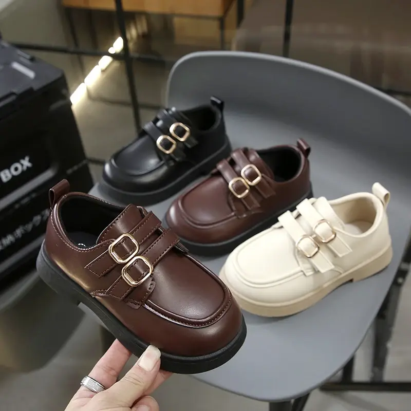 Kids Flats British Style Retro Students Uniform Shoes Black Soft Sole 2025 New Fashion Children Leather Shoes Non-slip Classic