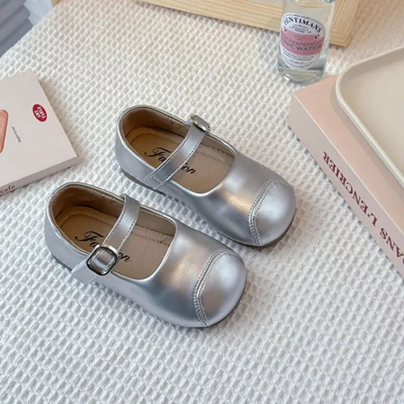 2025 Children Casual Shoes for Girls Spring New Fashion Korean Style Soft Anti-slippery Versatile Retro Princess Leather Shoes