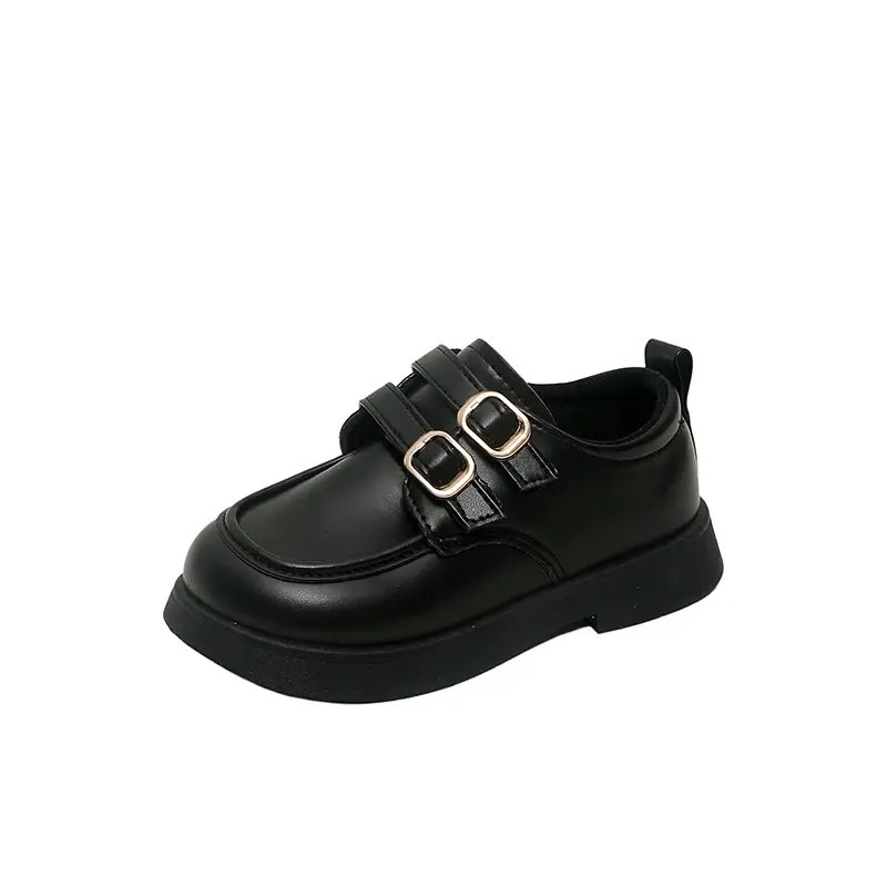 Kids Flats British Style Retro Students Uniform Shoes Black Soft Sole 2025 New Fashion Children Leather Shoes Non-slip Classic