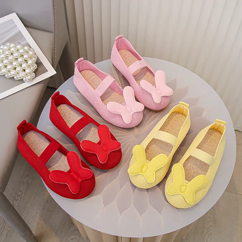 New Girl Princess Shoes Simple Spring Autumn Children Fashion Leather Shoes Causal Versatile Mesh Kids Flat Shoes Soft Bottom