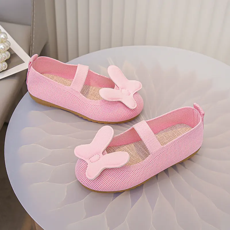 New Girl Princess Shoes Simple Spring Autumn Children Fashion Leather Shoes Causal Versatile Mesh Kids Flat Shoes Soft Bottom