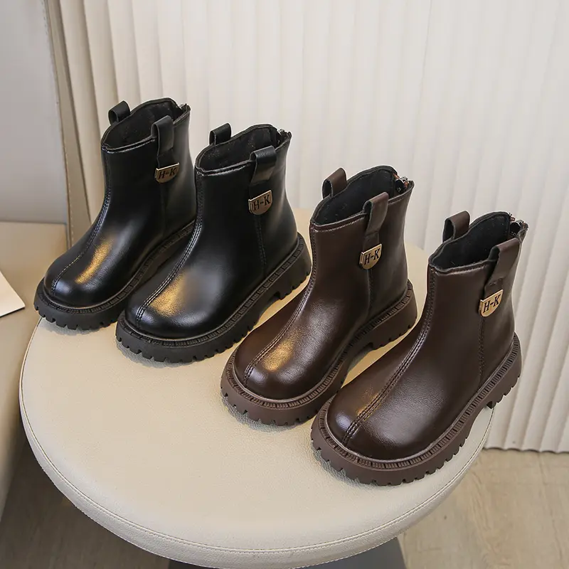 Girls Casual Short Boots Round Toes Soft Bottom Kids Ankle Boots Back Zipper 2025 Autumn New Children Fashion Boots Non-slip