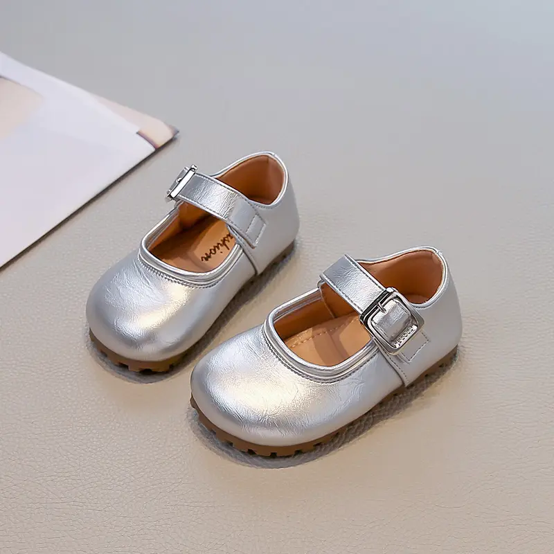 Girls Leather Shoes Trend Simple Children Fashion Princess Causal Shoes Solid Color Versatile Kids Mary Jane Shoes Wedding Party