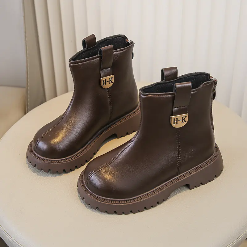 Girls Casual Short Boots Round Toes Soft Bottom Kids Ankle Boots Back Zipper 2025 Autumn New Children Fashion Boots Non-slip