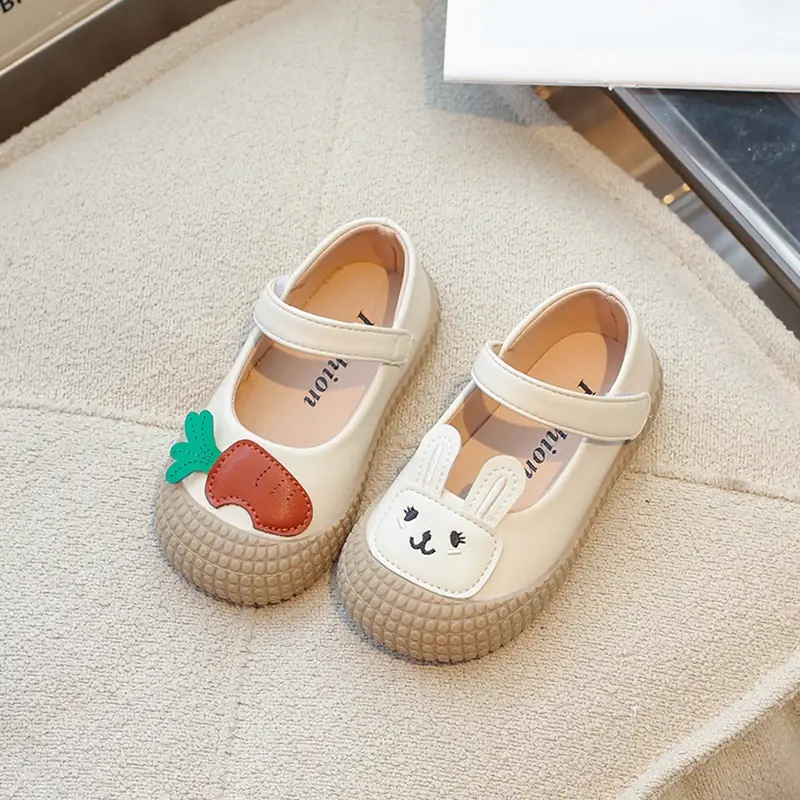 2025 Children Leather Shoes for Girls Spring New Fashion Korean Style Soft Anti-slippery Versatile Chic Cute Cartoon Baby Shoes