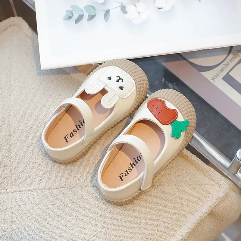 2025 Children Leather Shoes for Girls Spring New Fashion Korean Style Soft Anti-slippery Versatile Chic Cute Cartoon Baby Shoes