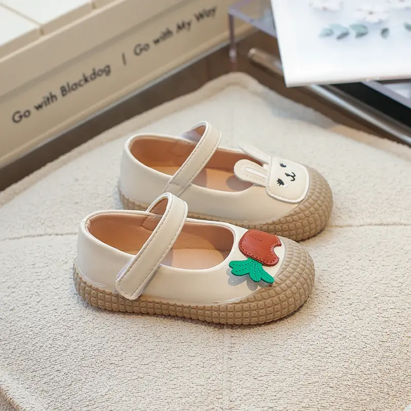 2025 Children Leather Shoes for Girls Spring New Fashion Korean Style Soft Anti-slippery Versatile Chic Cute Cartoon Baby Shoes