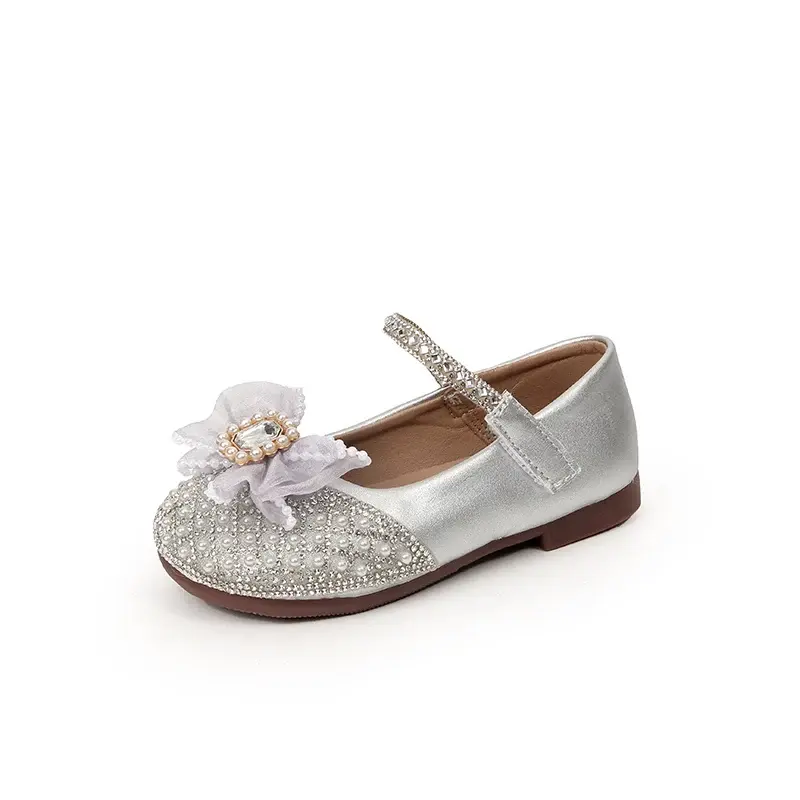 2025 Children Princess Shoes for Girls Spring New Fashion Korean Style Soft Bottom Anti-slippery Versatile Chic Wedding Shoes