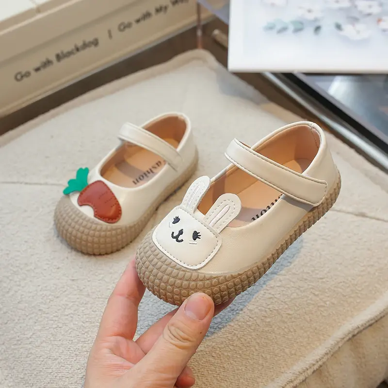 2025 Children Leather Shoes for Girls Spring New Fashion Korean Style Soft Anti-slippery Versatile Chic Cute Cartoon Baby Shoes
