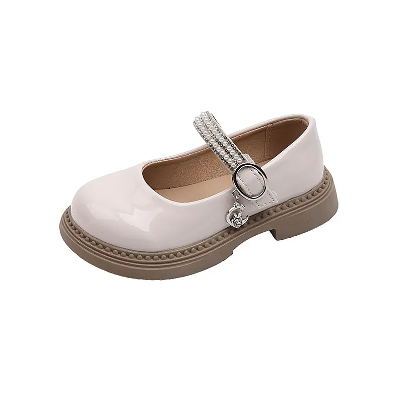 Girl Leather Shoes 2025 New Kids Fashion Princess Shoes Glossy PU Dance Versatile Children Causal Flat Shoes for Wedding Party