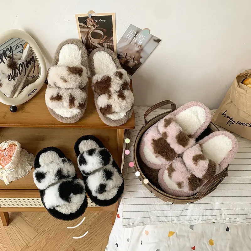 2025 Children Casual Plush Slippers for Girls Winter New Fashion Korean Style Soft Bottom Anti-slippery Versatile Princess Shoes