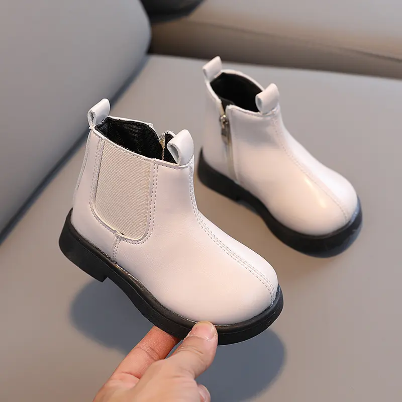 Fashion Kids Short Boots British Style Girls Ankle Boots Soild Color 2025 Autumn New Children Leather Boots Versatile Non-slip