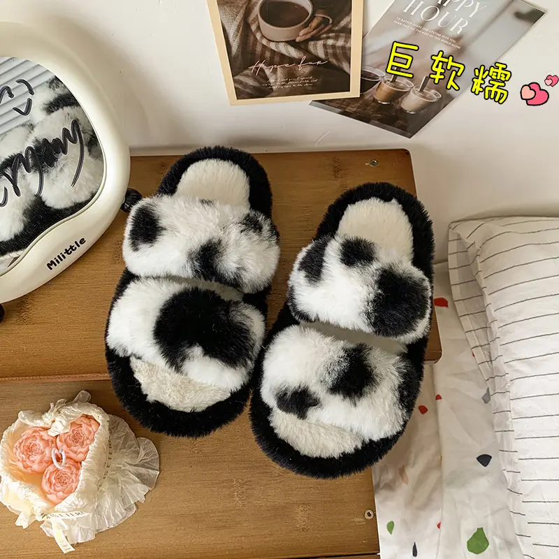 2025 Children Casual Plush Slippers for Girls Winter New Fashion Korean Style Soft Bottom Anti-slippery Versatile Princess Shoes