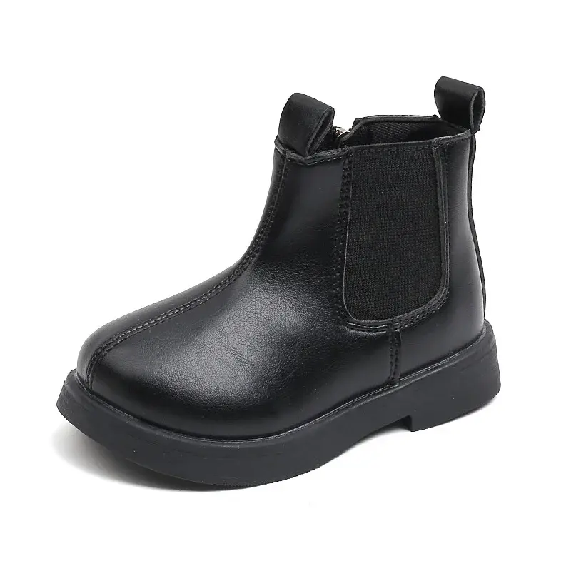 Fashion Kids Short Boots British Style Girls Ankle Boots Soild Color 2025 Autumn New Children Leather Boots Versatile Non-slip