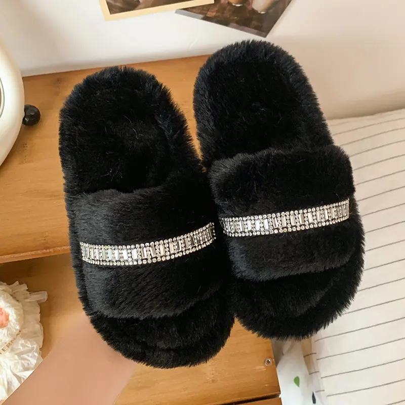 2025 Children Princess Plush Slippers for Girls Winter New Fashion Korean Style Soft Sole Anti-slippery Versatile Open Toe Shoes