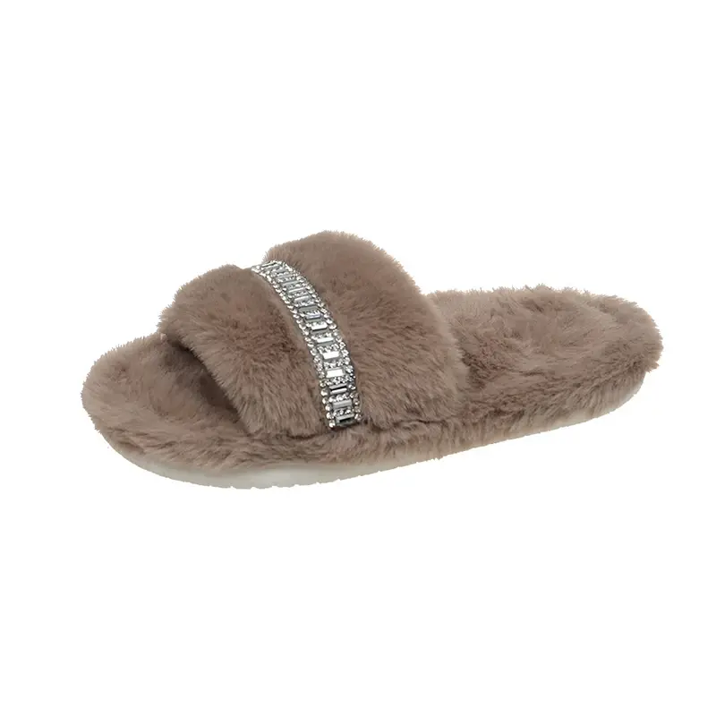 2025 Children Princess Plush Slippers for Girls Winter New Fashion Korean Style Soft Sole Anti-slippery Versatile Open Toe Shoes