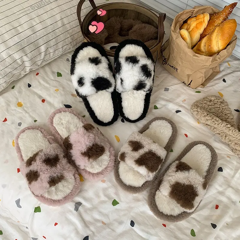 2025 Children Warm Plush Slippers for Girls Winter New Fashion Korean Style Soft Bottom Anti-slippery Versatile Open-toe Shoes