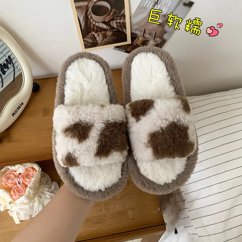 2025 Children Warm Plush Slippers for Girls Winter New Fashion Korean Style Soft Bottom Anti-slippery Versatile Open-toe Shoes