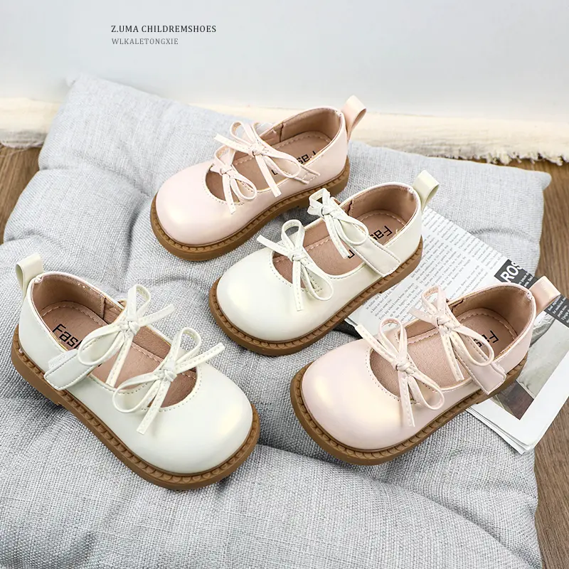 Spring Autumn Children Princess Shoes Fashion Sweet Bowknot Girls' Flat Shoes Lolita Kids Causal Princess Party Leather Shoes