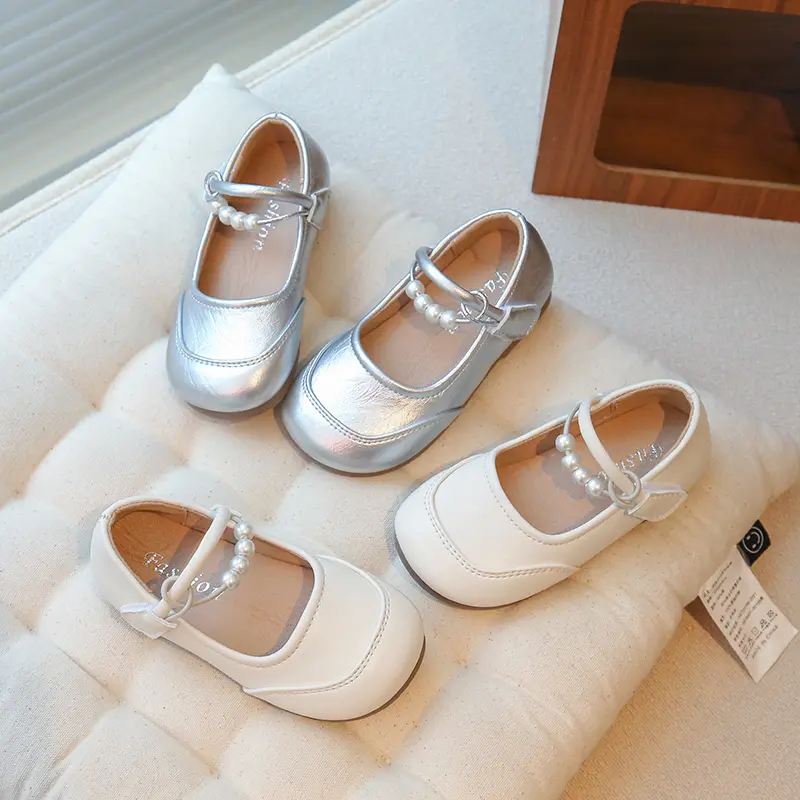 Girls Flats Performance Shoes Children Princess Leather Shoes Non-slip Soft Sole Simple Kids Mary Jane Shoes Sweet Size 23-36