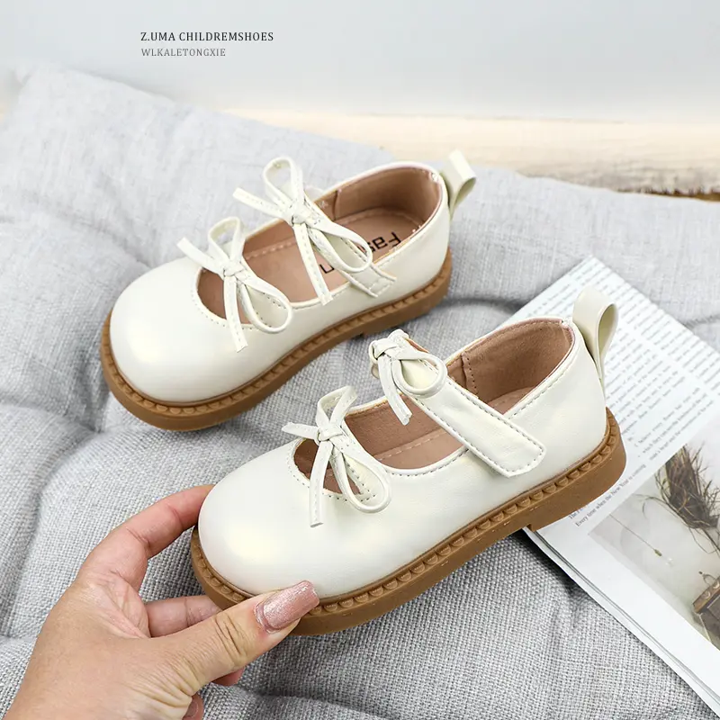 Spring Autumn Children Princess Shoes Fashion Sweet Bowknot Girls' Flat Shoes Lolita Kids Causal Princess Party Leather Shoes