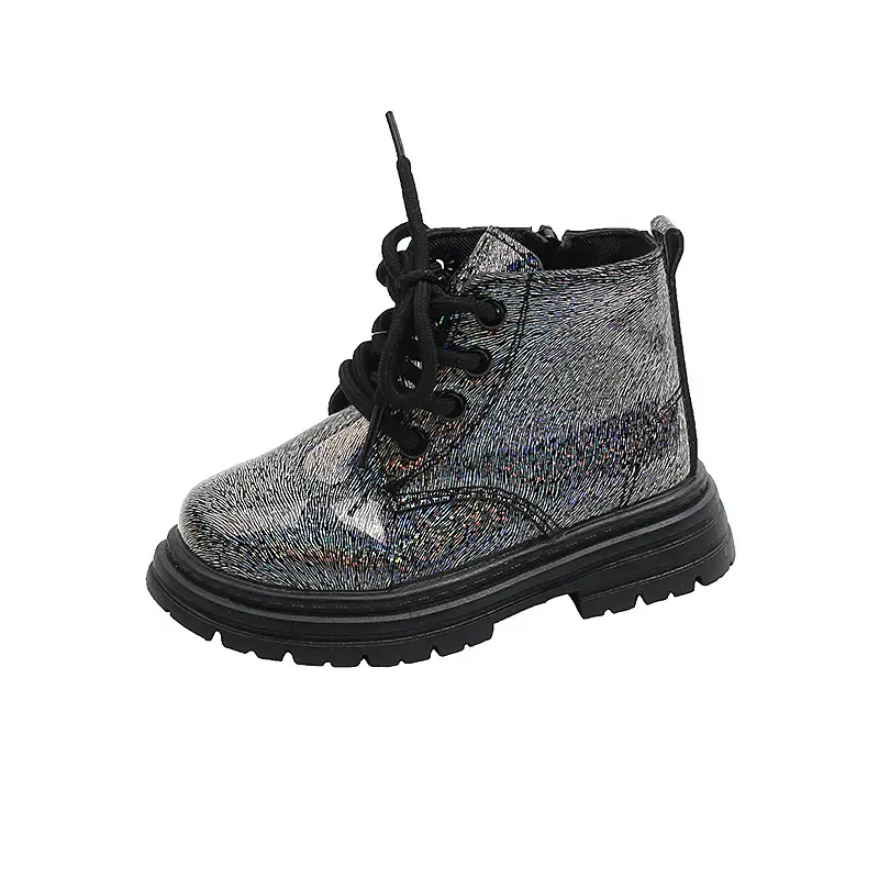 Girls Princess Boots Korean Style Kids Short Boots Glossy Fashion 2025 Autumn Winter New Children Ankle Boots Soft Versatile