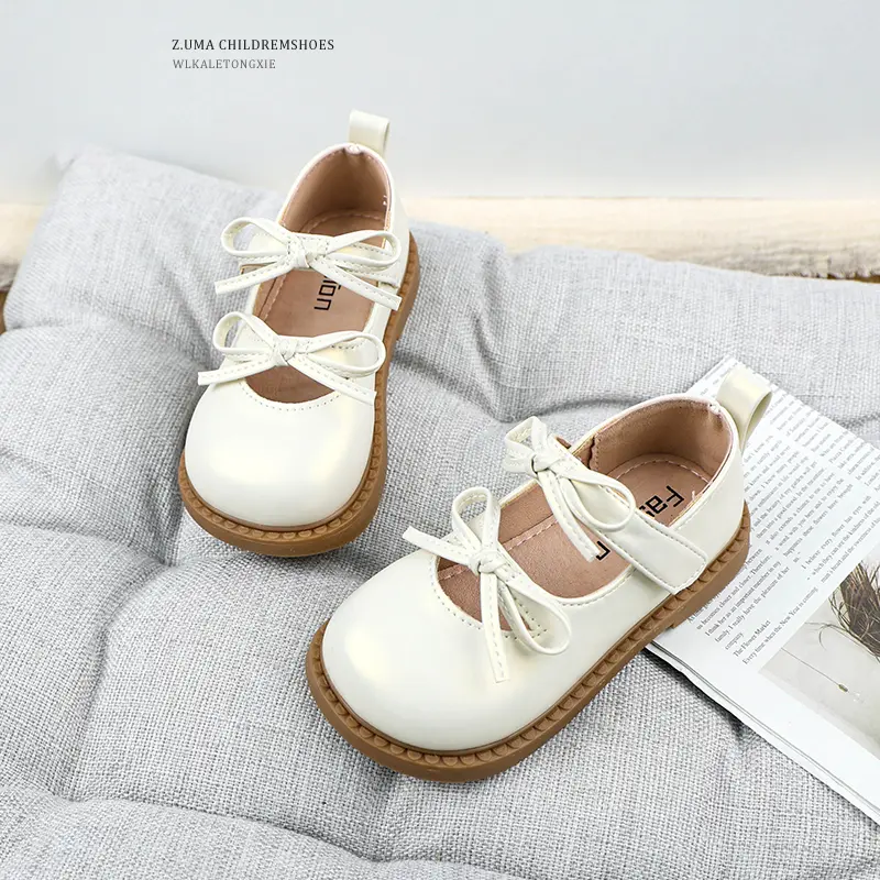 Spring Autumn Children Princess Shoes Fashion Sweet Bowknot Girls' Flat Shoes Lolita Kids Causal Princess Party Leather Shoes