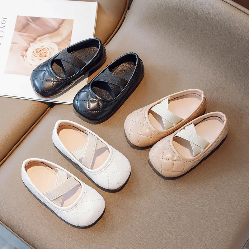 2023 New Girls Moccasin Shoes Cross Sewing Fashion Kids Casual Shoes Platform Simple Non-slip Versatile Soft Princess Flats Cute