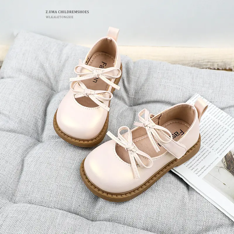 Spring Autumn Children Princess Shoes Fashion Sweet Bowknot Girls' Flat Shoes Lolita Kids Causal Princess Party Leather Shoes