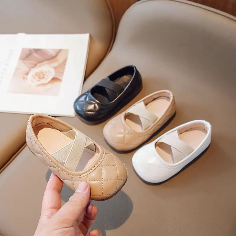 2023 New Girls Moccasin Shoes Cross Sewing Fashion Kids Casual Shoes Platform Simple Non-slip Versatile Soft Princess Flats Cute
