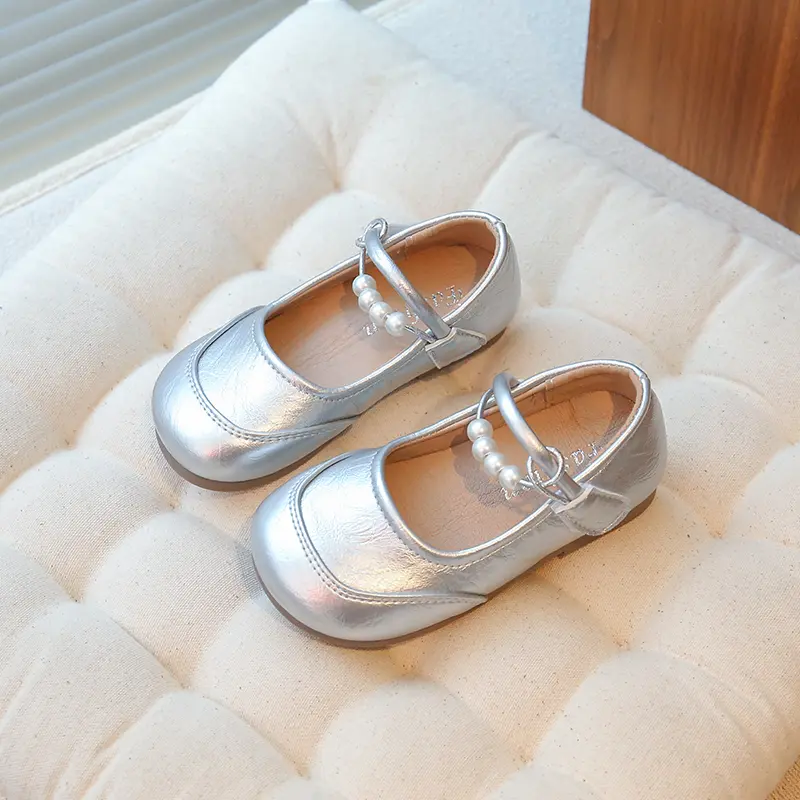 Girls Flats Performance Shoes Children Princess Leather Shoes Non-slip Soft Sole Simple Kids Mary Jane Shoes Sweet Size 23-36