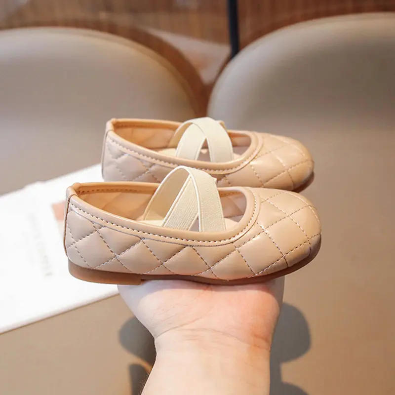 2023 New Girls Moccasin Shoes Cross Sewing Fashion Kids Casual Shoes Platform Simple Non-slip Versatile Soft Princess Flats Cute
