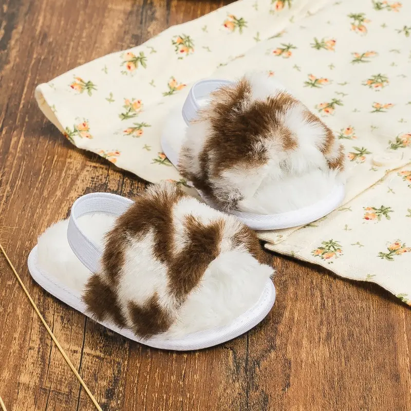 Children's Slippers Home New Winter Toddler Fashion Girls Causal Cotton Slippers Walking Non-slip Kids Furry Hairy Flat Slippers