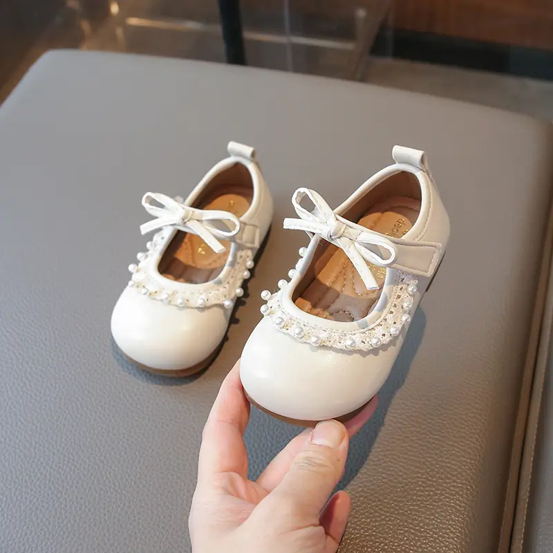 Girls Fashion Princess Shoes Elegant Ruffled Edge Children's Flats Spring Autumn New Kids Versatile Wedding Party Leather Shoes