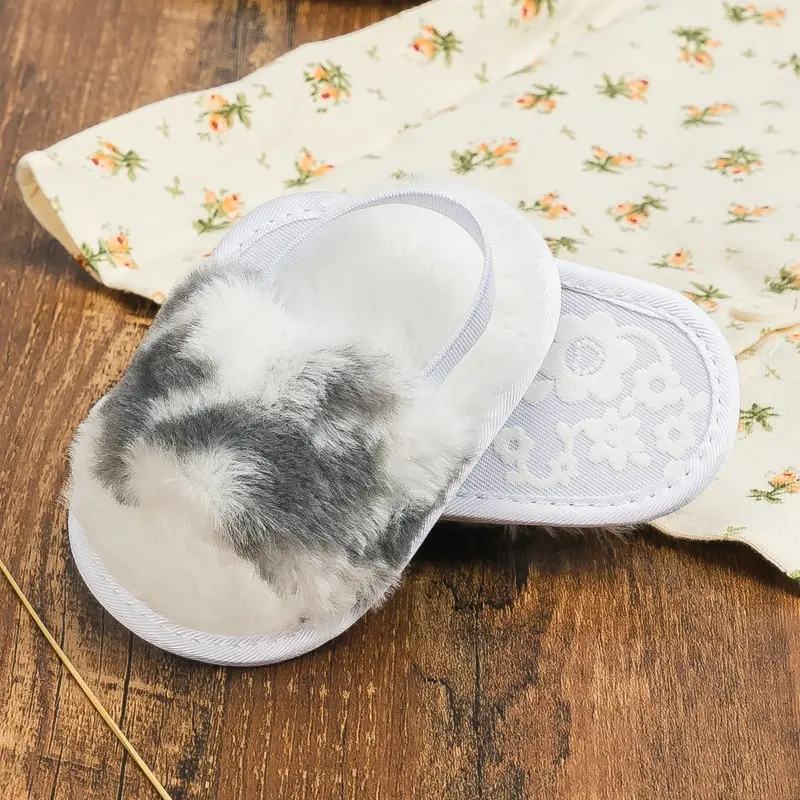 Children's Slippers Home New Winter Toddler Fashion Girls Causal Cotton Slippers Walking Non-slip Kids Furry Hairy Flat Slippers
