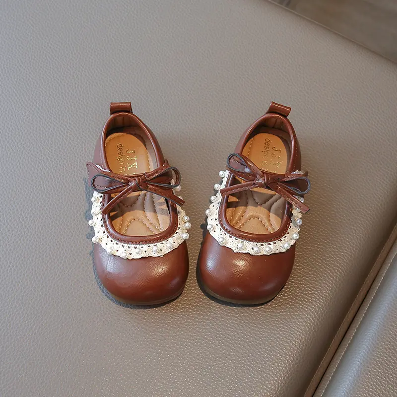 Girls Fashion Princess Shoes Elegant Ruffled Edge Children's Flats Spring Autumn New Kids Versatile Wedding Party Leather Shoes