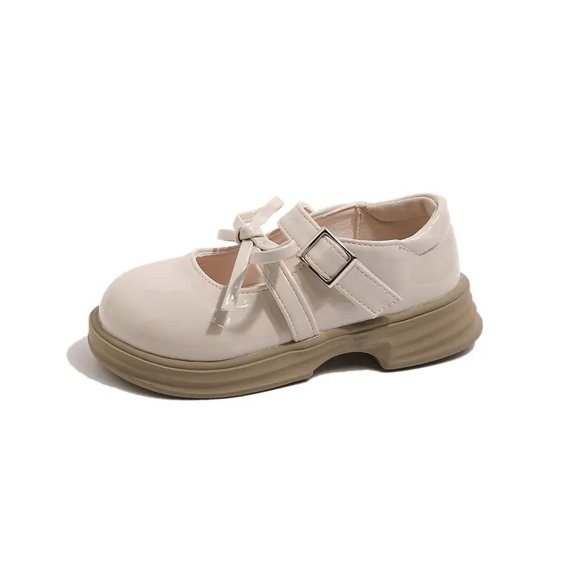 Girls Leather Shoes Glossy Bright Skin Kids School Black Party Wedding Flats with Bow-knot Princess Sweet PU Leather Fashion New