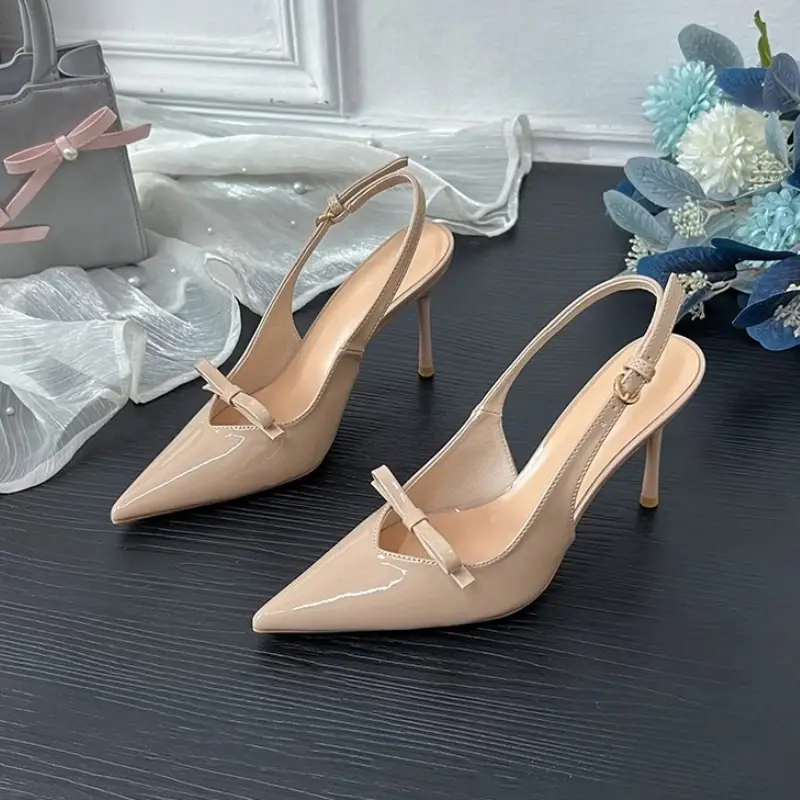 Fashion Women Sexy Sandals Pointed Toe Women Causal Office High Heels Sweet Bowknot Lady Summer Slingback Sandals Elegant New